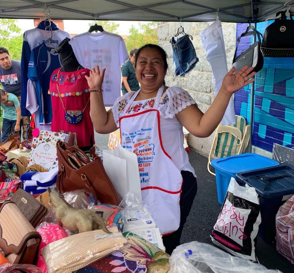 Zulma Guzman sells latino handicrafts and pupusas at Mercado de Latinas