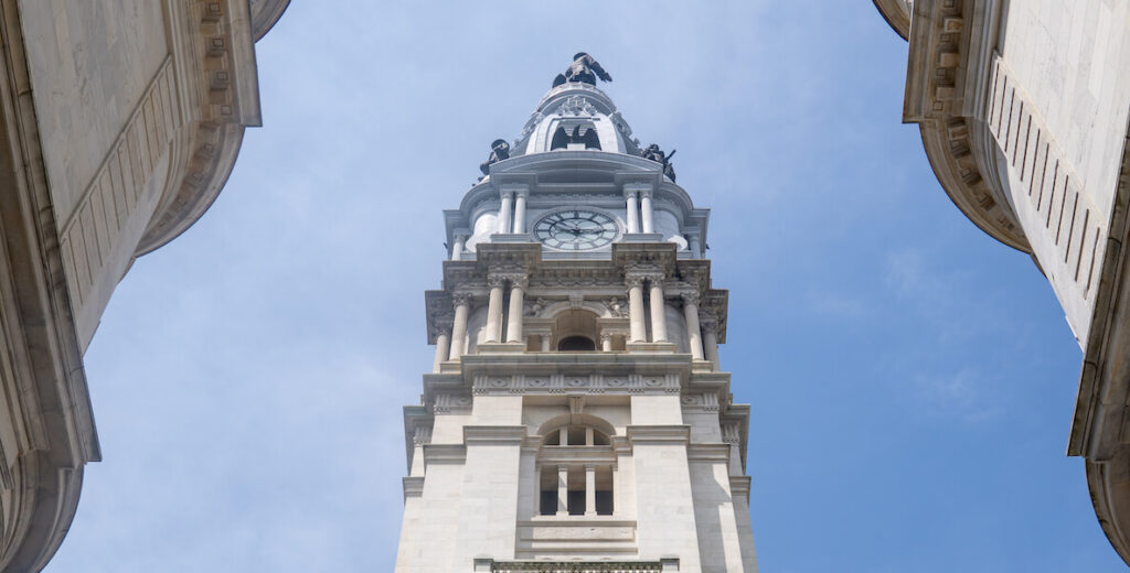 The tower of Philadelphia City Hall.
