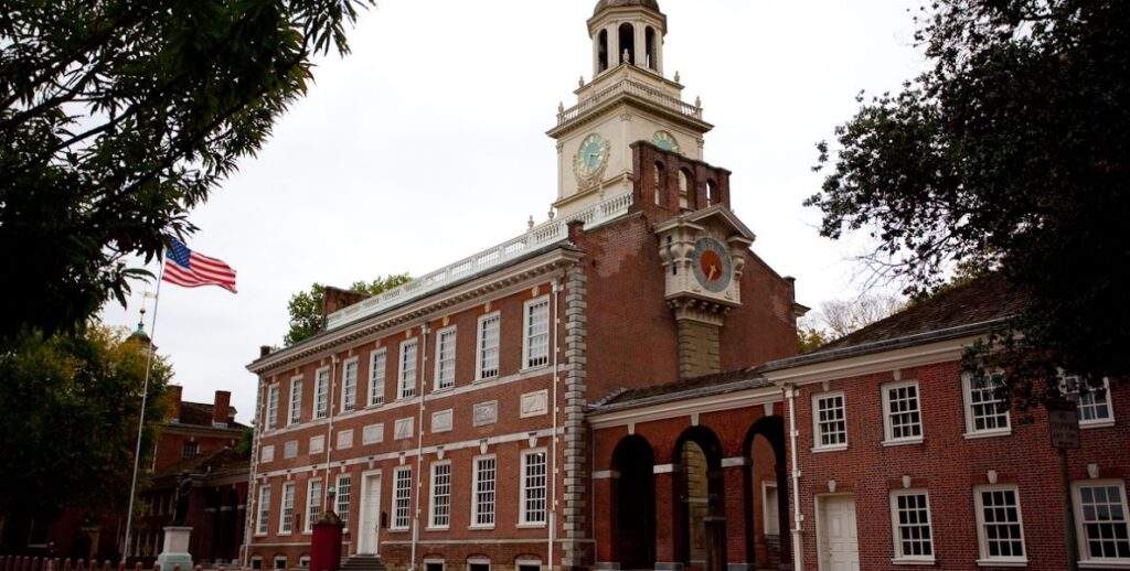Independence Hall Philadelphia, West end, were American democracy was born
