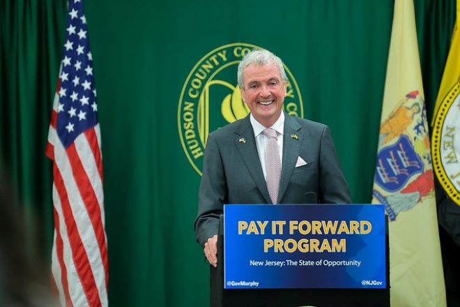 NJ Governor Phil Murphy announcing the Pay It Forward job training program