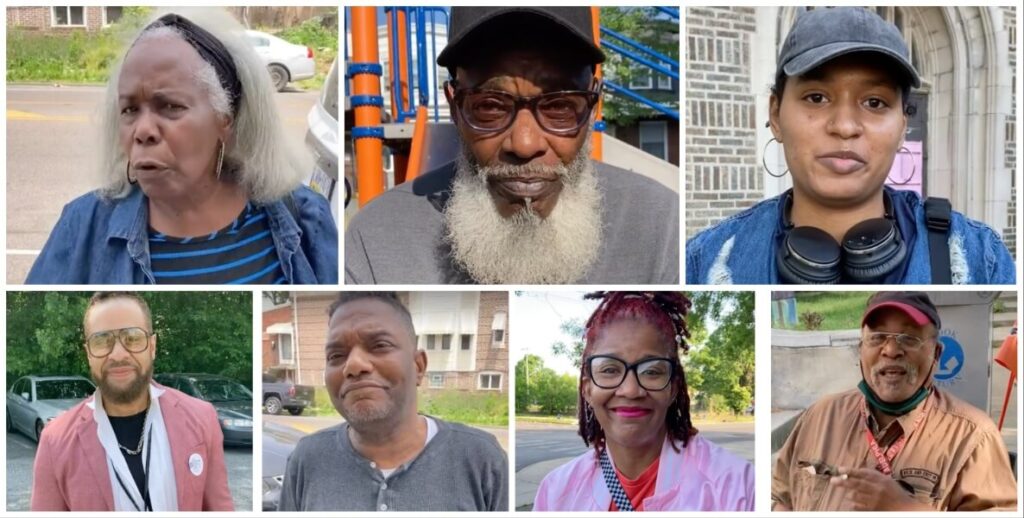 Photos of seven voters in the 2023 May primary election in Philadelphia.