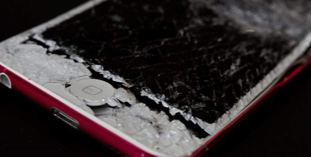 A shattered iPhone