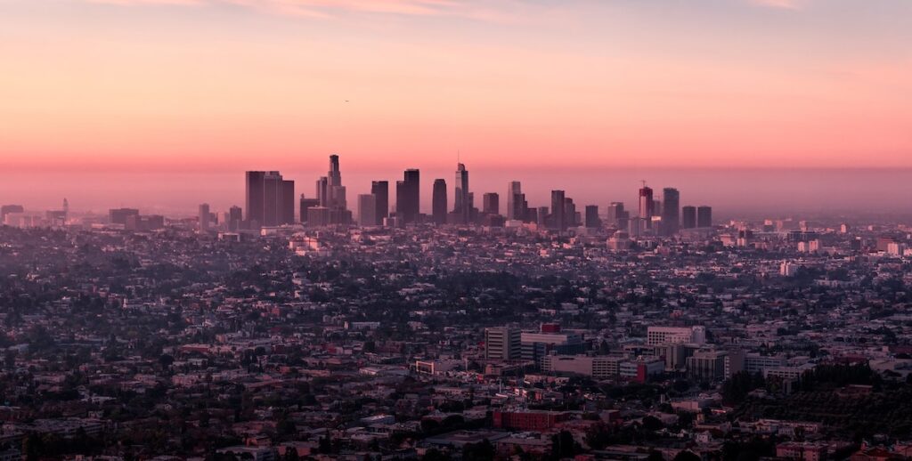 Los Angeles skyline at sunset. Photo by Martin Adams.