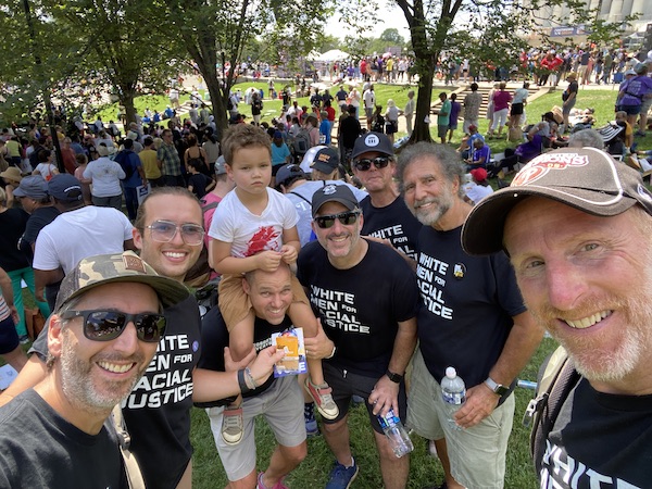 Jay Coen Gilbert and fellow members of White Men for Racial Justice at the 60th anniversary of the March on Washington.