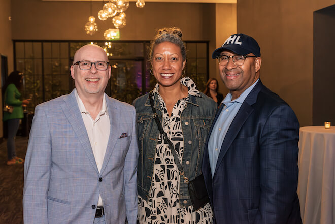 Citizen co-founder Larry Platt, Citizen Board Member and President/CEO of Visit Philadelphia Angela Val, and former Philadelphia Mayor Michael Nutter feted honorees and guests.