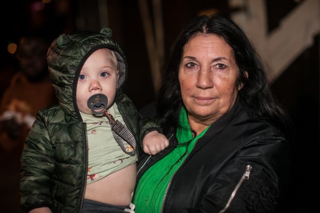 Cheri Honkala co-founder of the Kensington Welfare Rights Union and co-founder and National Coordinator of the Poor People's Economic Human Rights Campaign, and her grandson. 