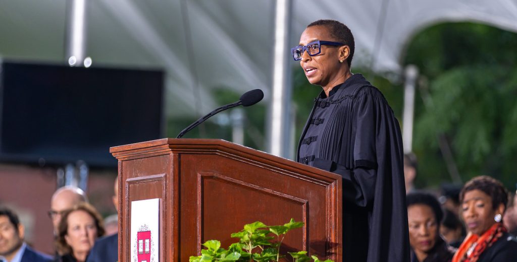 Former Harvard President Claudine Gay at her inauguration at the university on September 29. 2023.
