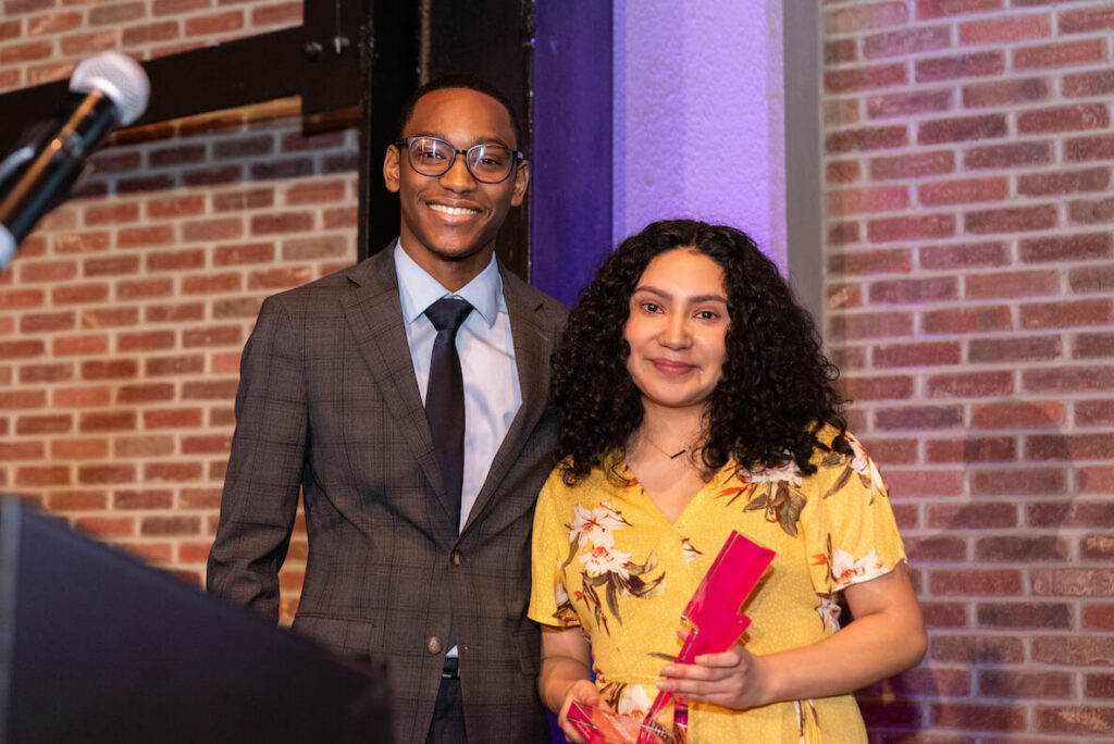 Swarthmore student, Gates Scholar, legislative aide and Citizen contributor Jemille Q. Duncan (left) and Youth Leader of the Year and Penn student Sarahi Franco-Morales.