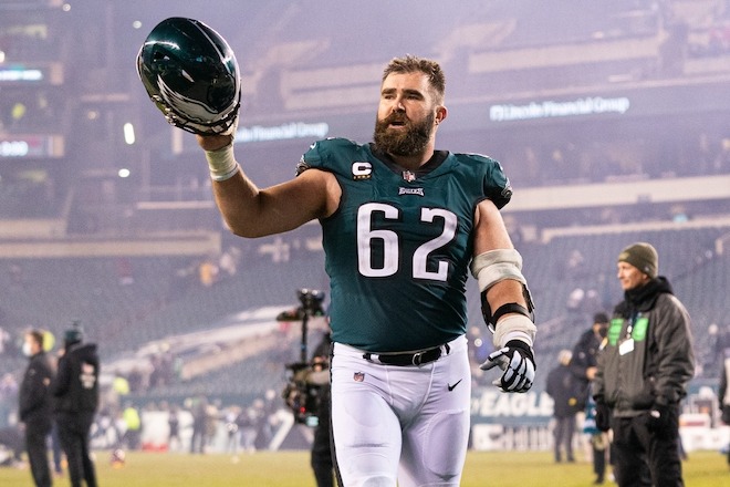 Jason Kelce, #62, after a so-called "football" game.