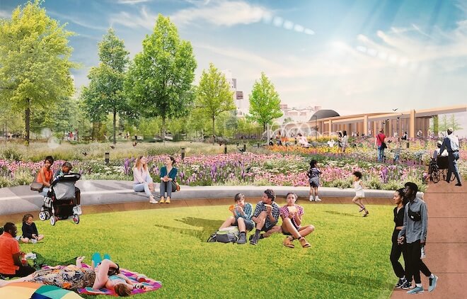 A rendering of the future Park at Penn's Landing.