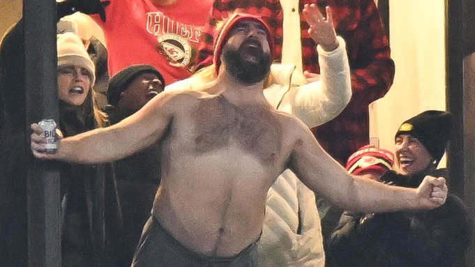 Jason Kelce at the 2023 AFC Championship game.