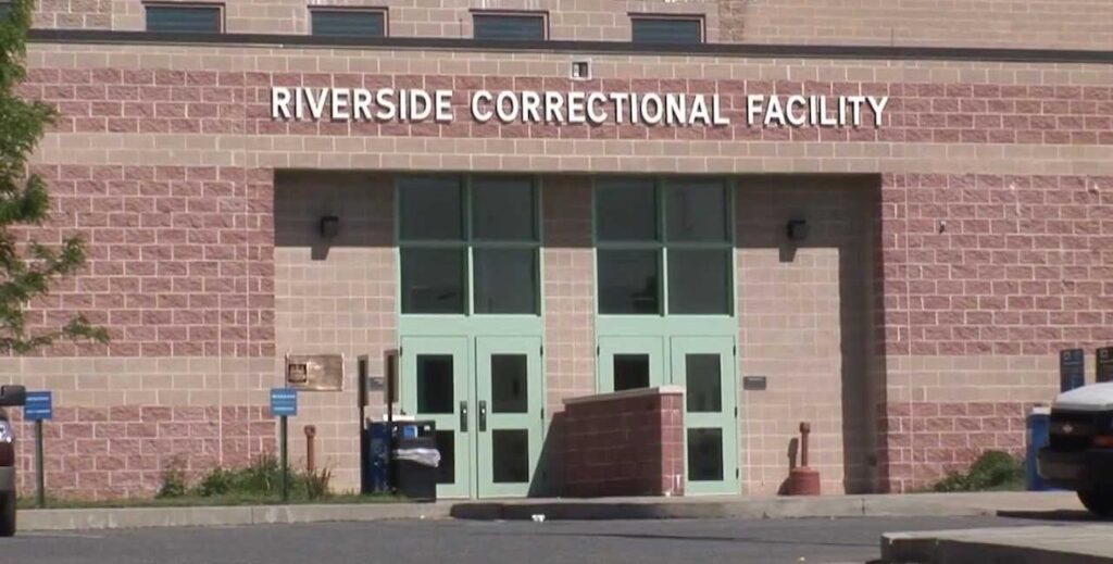 The exterior of Riverside Correctional Facility, a jail operated by the Philadelphia Department of Prisons.