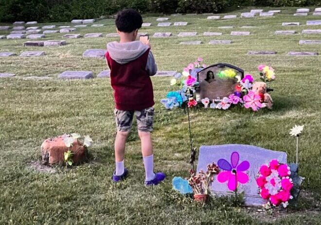 One of Sahmya Garcia’s brothers at her grave. Courtesy of Hector Garcia