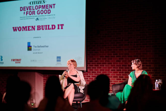 Katrina Johnston-Zimmeran (left) and Melissa Schrock at "Women Build It," part of the Philadelphia Citizen's Development ... for Good event series.