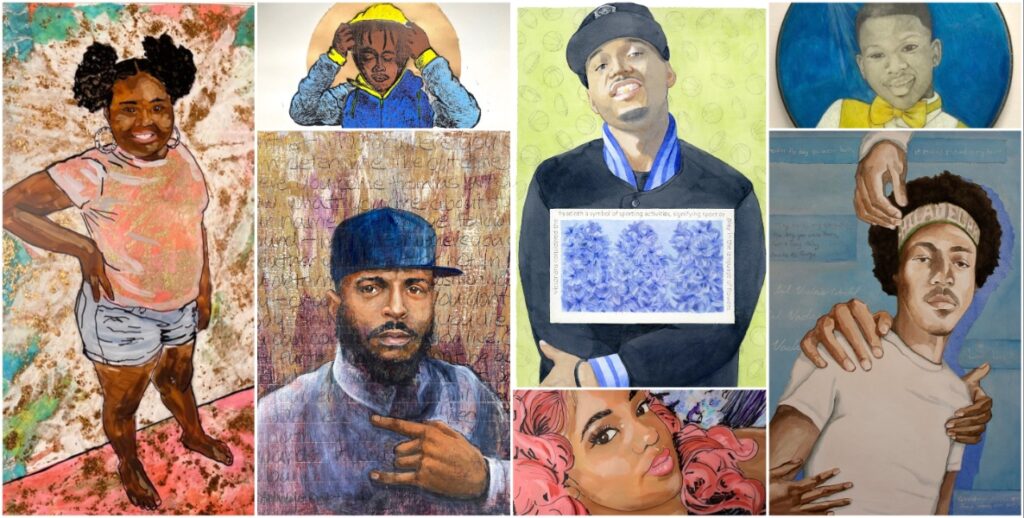 Works that have been part of Soul Shots through the years include portraits of (clockwise, from top left): Jasiyah Makayla Vasquez by Mary Pax, Quadir Sheaff by Gary Sieling, Jerron E. Lewis by Anni Matsick, Dominique Xavier Milton Williams by Rebecca Hoenig, Aveida Ali George by Nancy Agati, Tianna Nicole Valentine Eatman by Mary Pax, and Craig Hatchett by Amanda Lee Condict.