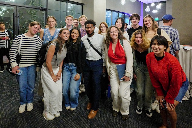 Eliza Griswold's students from Princeton University at the civics fair.