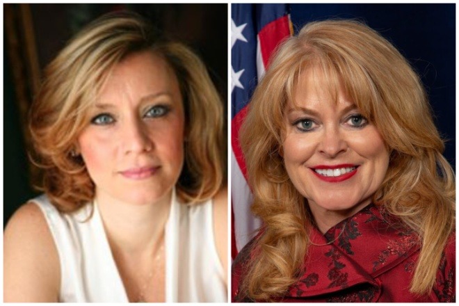 Democratic candidate Erin McClelland (left) and Republican candidate Stacy Garrity (right).