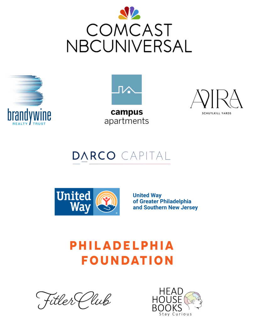 Ideas We Should Steal Sponsors as of 2024 1002: Comcast, Brandywine, Campus Apartments, Avira, Darco Capital, United Way, Philadelphia Foundation, and partners Fitler Club and Headhouse Books