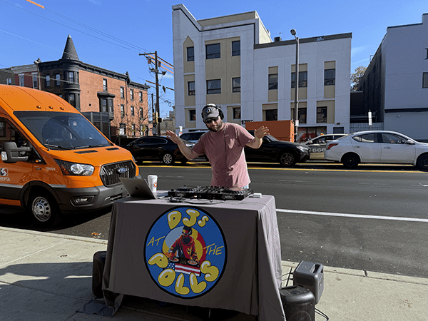 DJ at the Polls at South Philadelphia Community Health and Literacy Center. By Olivia Kram.