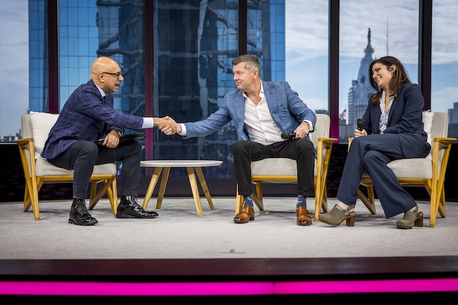 Left to right: Ali Velshi of MSNBC, former Congressman and Undersecretary of the U.S. Army Patrick Murphy and author Batya Ungar-Sargon.