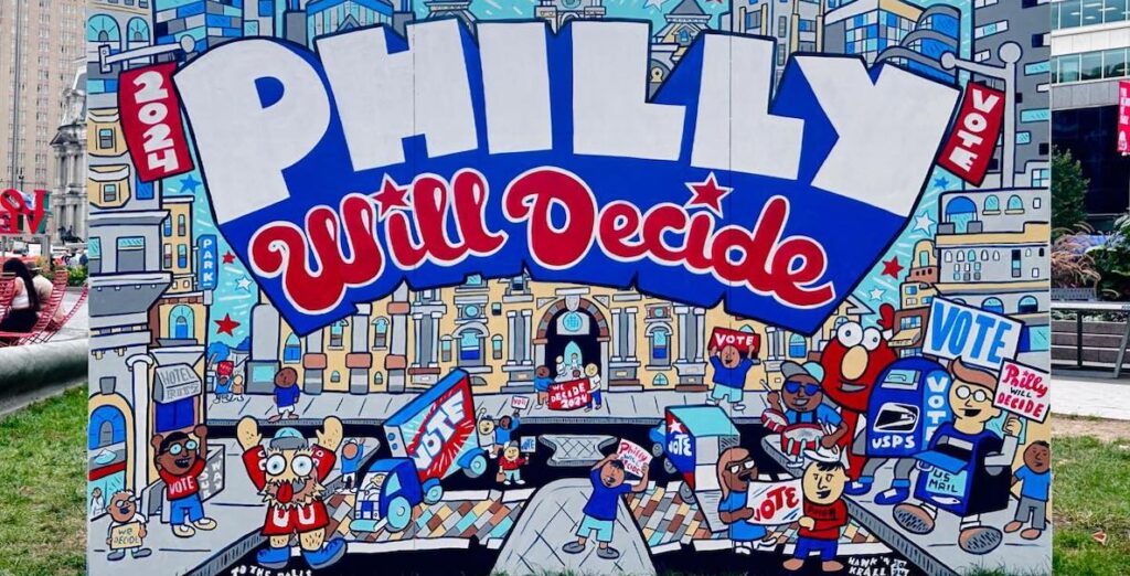 Philly Will Decide, by Hawk Krall, at LOVE Park.