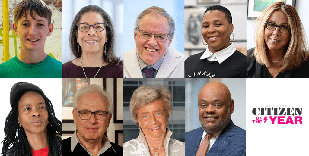 The 2024 Citizens of the Year, clockwise from top left: Declan Cassidy, Dr. Alexis A. Thompson, Dr. Stephan A. Grupp, Njemele Tamala Anderson, Marsha Levick, Gregory E. Deavens, Judith M. von Seldeneck, Larry Magid and Dianna C. Coleman.