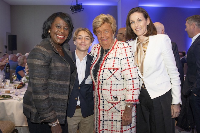 Left to right: Philadelphia Mayor Cherelle Parker, Ivy von Seldeneck (Judee's grandson), Judee von Seldeneck and Diversified Search CEO Aileen Alexander. 