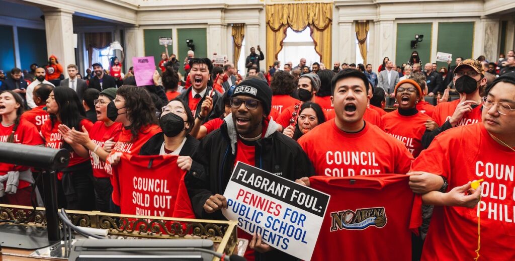 No Arena in Chinatown protesters at the December 19, 2024 Philadelphia City Council meeting.