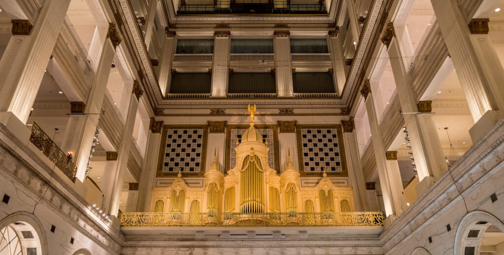 Pipes of the famed Wanamaker Organ in the Center City Macy's.