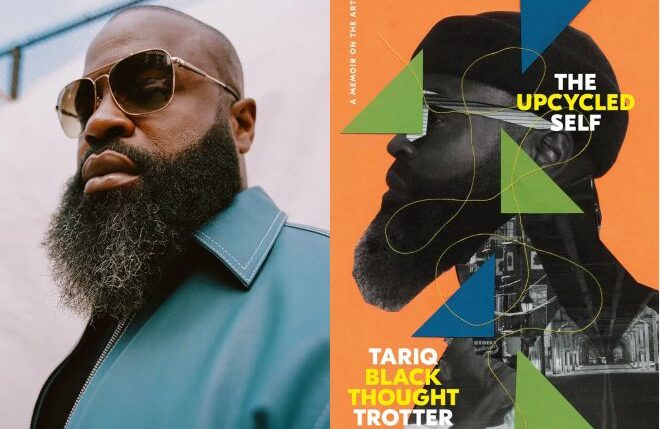 The Roots' frontman Tariq Trotter (left) and his book The Upcycled Self