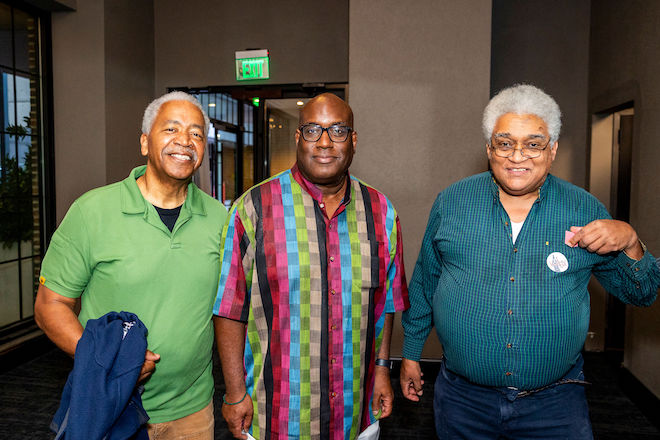 Jihad Ali, Kyle Jay Sampson and Sandy Smith, three Black men in casual wear.