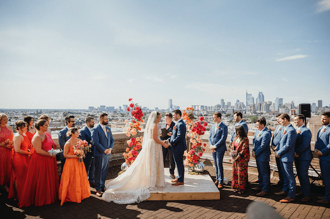 A wedding ceremony on the rooftop bar at Bok.